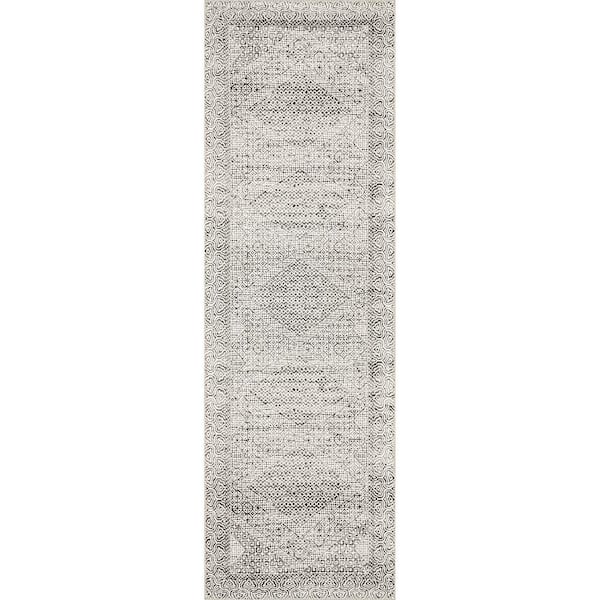 nuLOOM Hart Machine Washable Abstract Tribal Gray 3 ft. x 6 ft. Runner ...