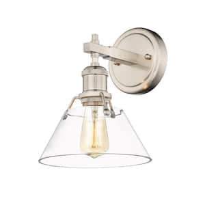 Orwell 7.5 in. 1-Light Pewter and Clear Glass Wall Sconce