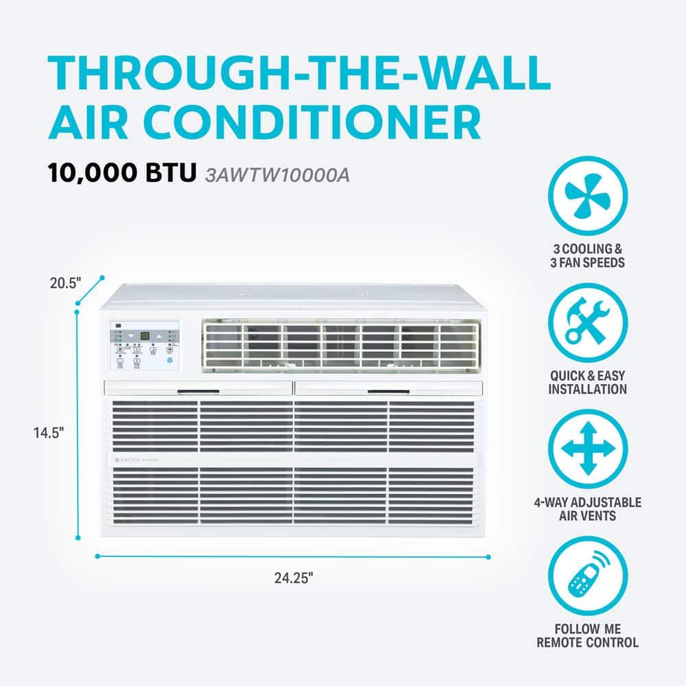 Arctic Wind 10,000 BTU White Through-the-Wall Air Conditioner with Remote Control