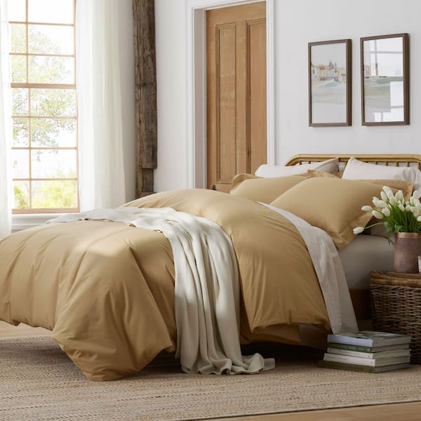 Company Cotton Garment Wash Wheat Cotton Percale Standard Pillowcase (Set of 2)