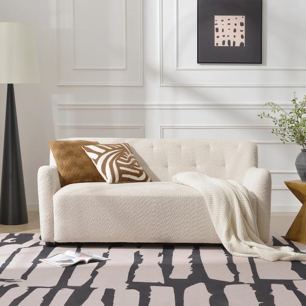 66 in. Beige Chenille Upholstered 2-Seater Loveseat