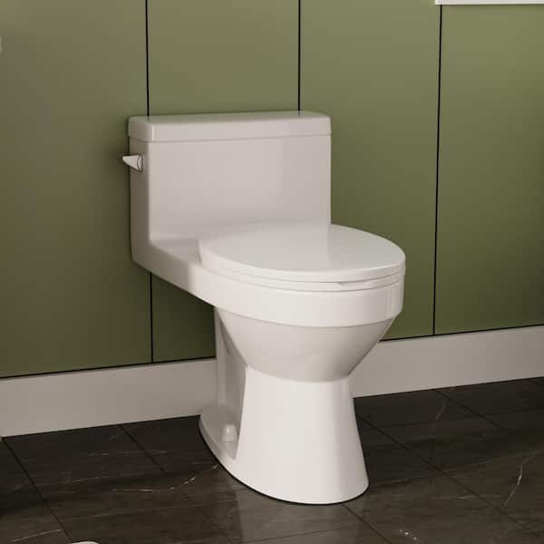 DEERVALLEY DeerValley 12 in. Rough in Size 1-Piece 1.28 GPF Single Flush Elongated Toilet in. White Seat Included