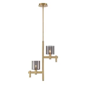 Decato 2-Light Gold Pendant with Smoke Glass Shade