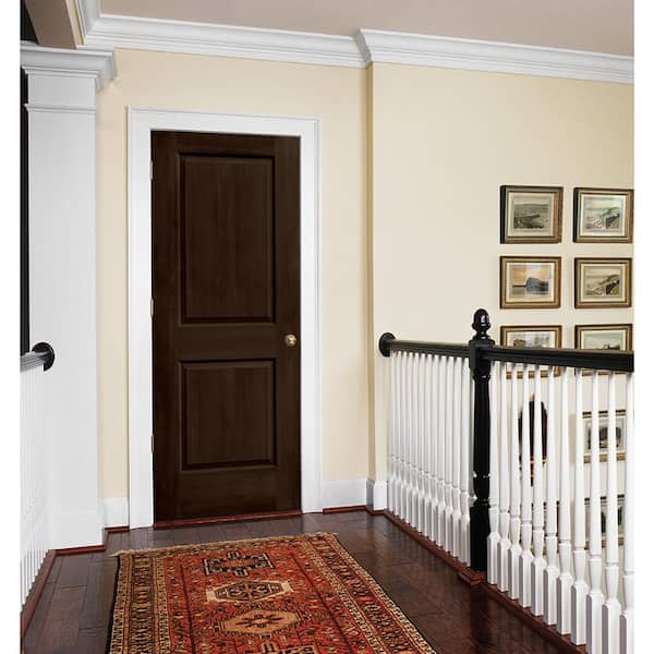 30 in. x 80 in. Carrara 2 Panel Right-Hand Solid Core Espresso Stain Molded Composite Single Prehung Interior Door