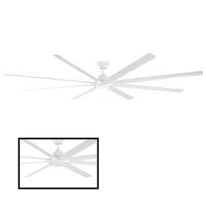 Hydra 120 in. 3000K Integrated LED Indoor/Outdoor Matte White Smart Ceiling Fan with Light Kit and Wall Control