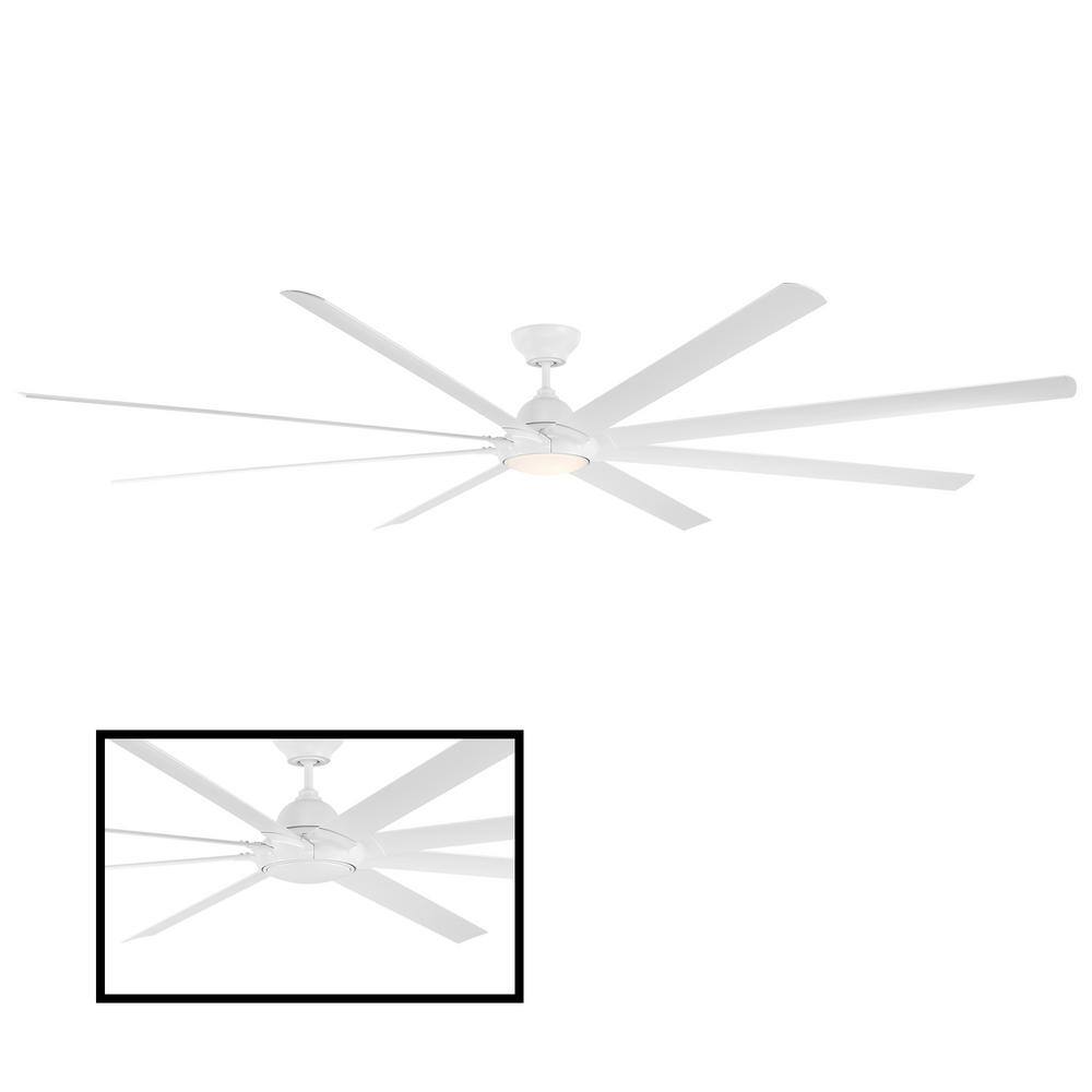 Hydra 120" Matte White Smart Outdoor Ceiling Fan with LED and Remote