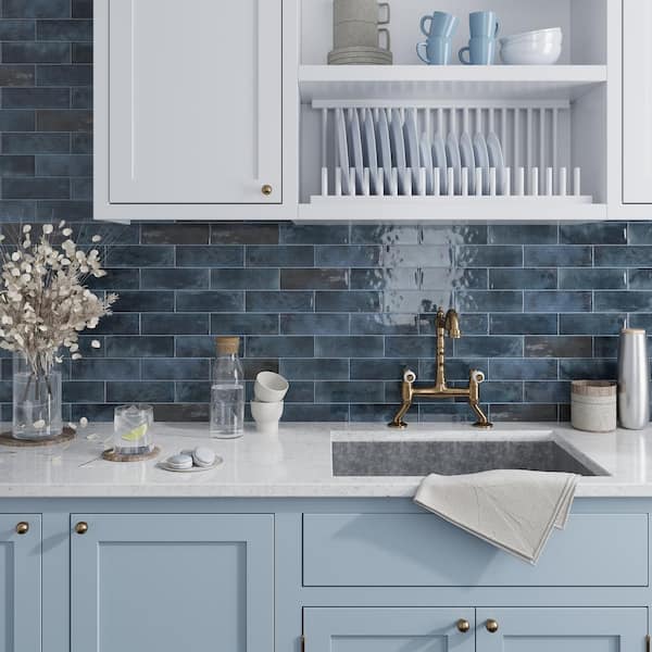 Antiek 2.58 in. x 7.9 in. Spruce Blue Ceramic Glossy Wall and Floor Tile (45 Cases/242.1 sq. ft./Pallet)