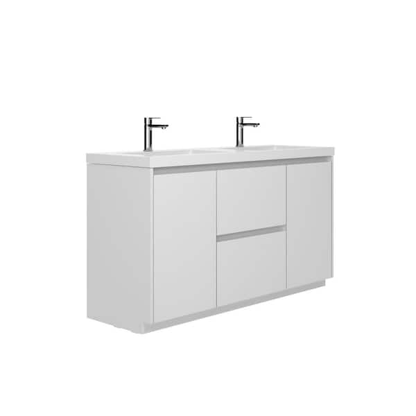 WOODBRIDGE MT 59 in. W x 19.6 in. D Double Sink Freestanding Bath