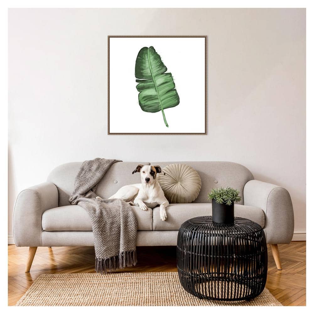 Leaves of the Tropics I Green Canvas Print with Bronze Frame