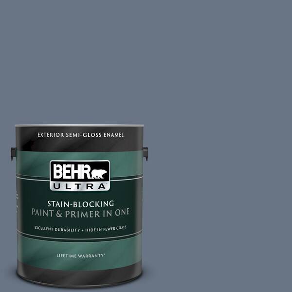BEHR ULTRA 1 gal. #UL240-4 Lunar Shadow Semi-Gloss Enamel Exterior Paint and Primer in One