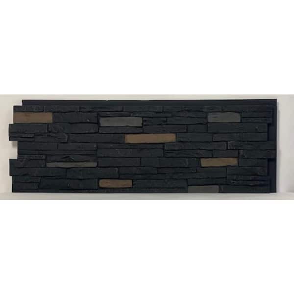 43 in. x 15.5 in. Slatestone Large Polyurethane Faux Stone Siding Panel Material in Onyx