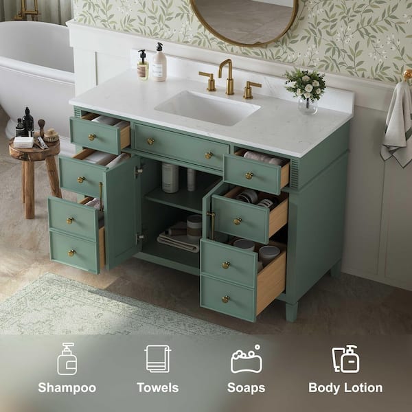 DELUXE DL LIVING Lissa 49 in. Single Sink Freestanding Sea Green