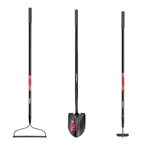 3-Piece Fiberglass Essential Lawn and Garden Tool Set with Grip