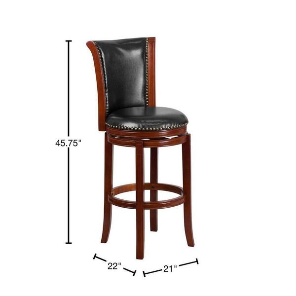 Carnegy Avenue 30 in. High Cherry Wood Bar Stool with Button Tufted Back  and Black Leather Swivel Seat CGA-TA-181521-CH-HD - The Home Depot