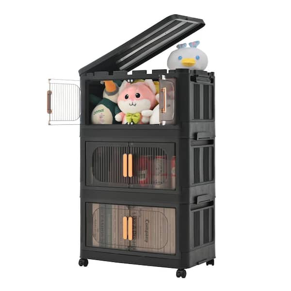 CSC DECOR INC 31 in. H Black Plastic Folding Storage Cabinet with