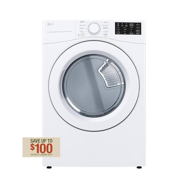LG 7.4 cu. ft. Vented Stackable Electric Dryer in White with Sensor Dry Technology DLE3470W