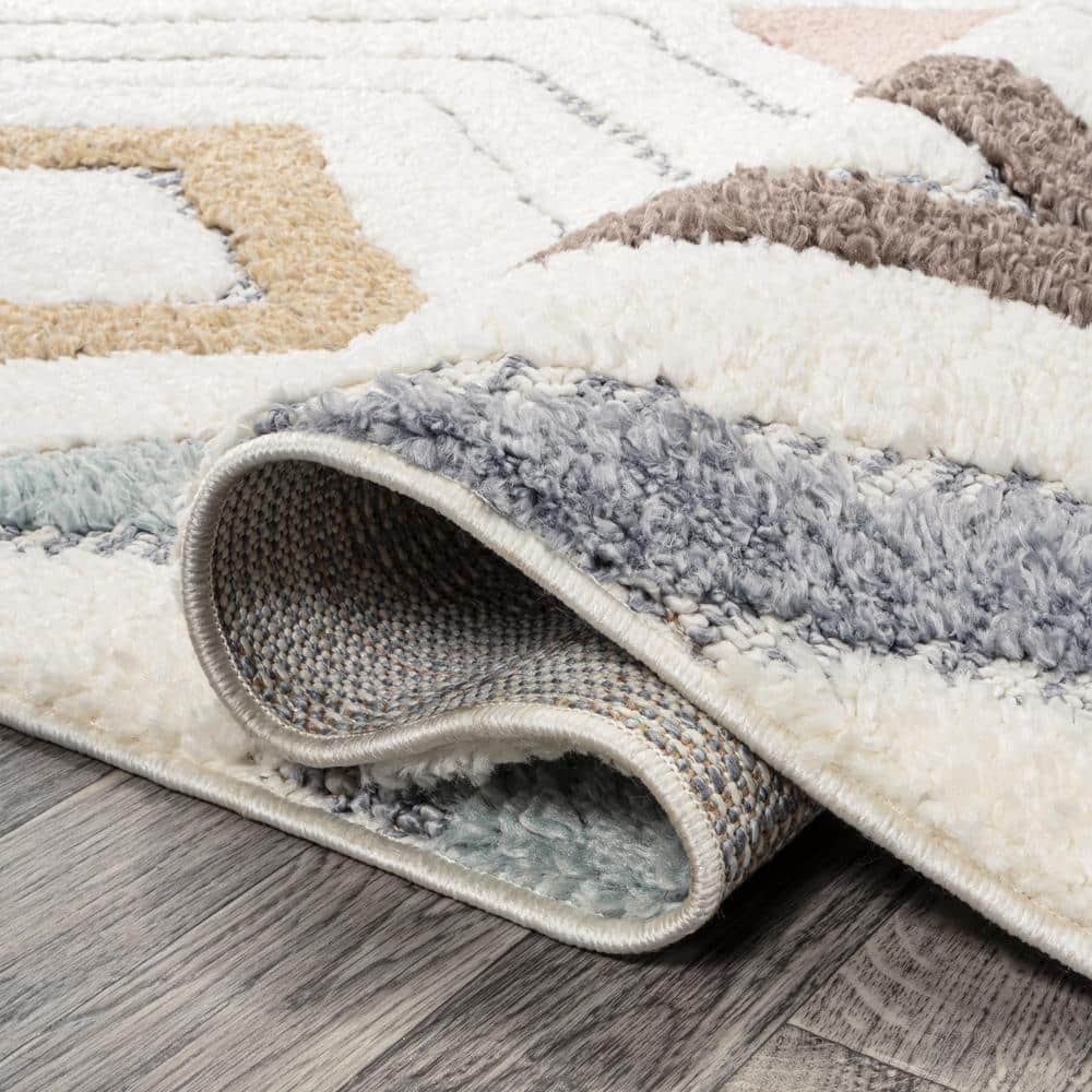 Ivory Geometric Flat Woven Reversible 4' x 6' Synthetic Rug