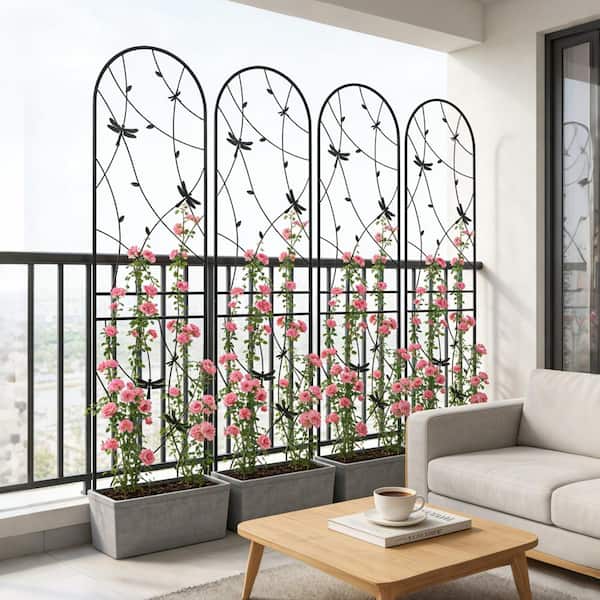 Primehome 86.7x19.7 in Black Outdoor Metal Rustproof Garden
