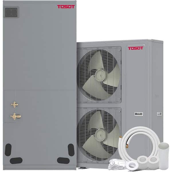 Tosot 60,000 BTU Ducted Central AC Heat Pump System 5-Tons, Originality 2-Stage Compressor, 25 ft. Copper Line Set, 15.8 SEER2