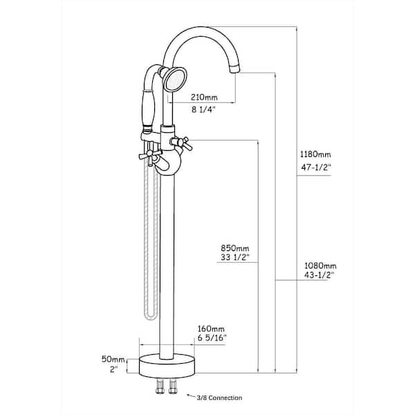 45-1/4 in. 2-Handle Freestanding Tub Faucet with Hand Shower Head in Chrome