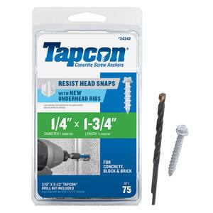 Includes Drill Bit 3//16 x 4 HWH Tapcon Blue Box of 100