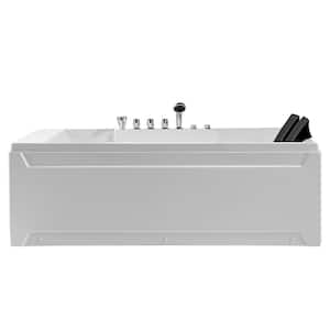 72 in. Acrylic Left Drain Rectangular Alcove Whirlpool Lighted Bathtub in White