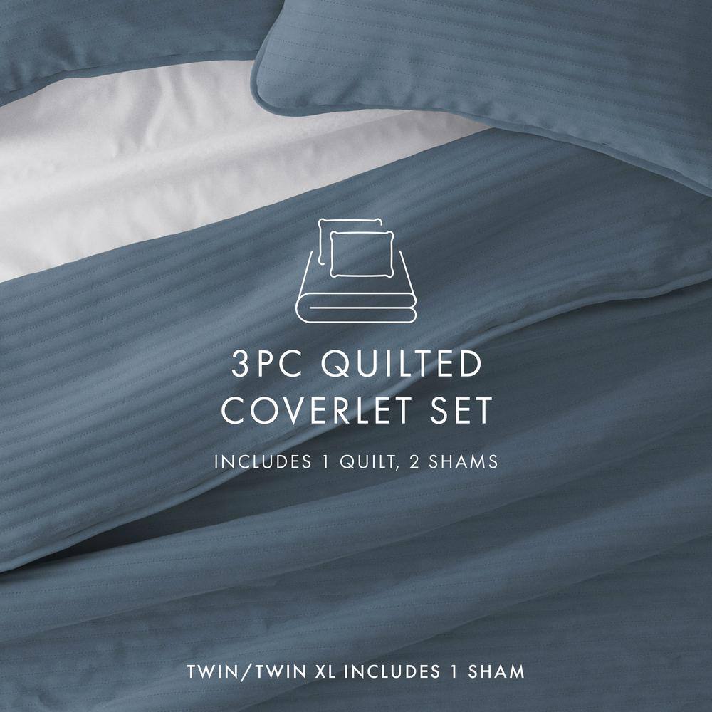 Dusk Blue King Microfiber Reversible Quilt Set