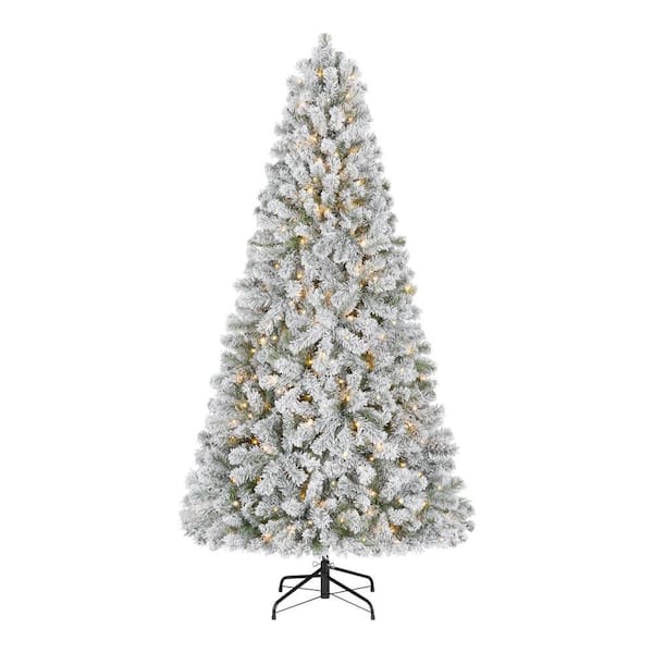 6.5 ft. Festive Mixed Pine Flocked LED Pre-Lit Artificial Christmas Tree T11