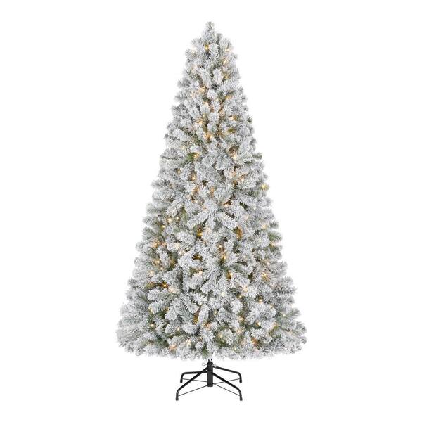 HOMCOM 7ft Flocked Artificial Christmas Tree – Green Fir, 240 Tips, Auto Open, PVC