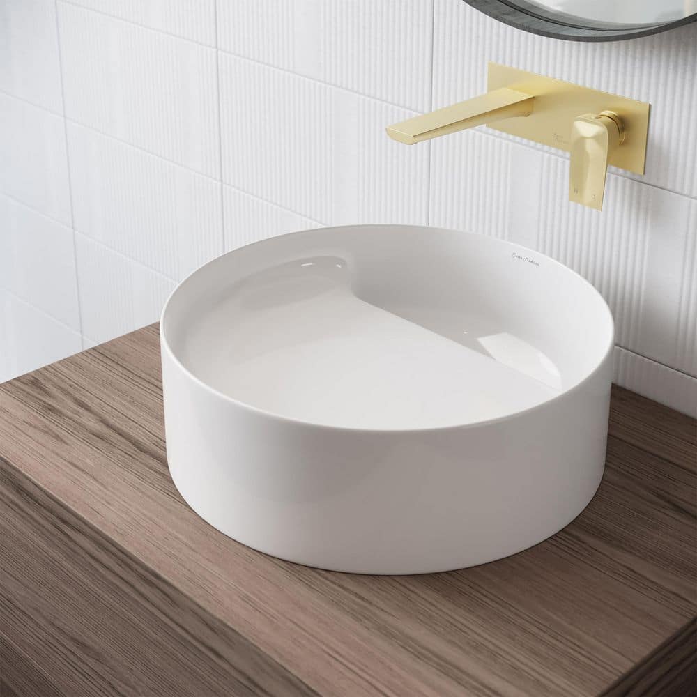Beau 16.5" Glossy White Ceramic Round Vessel Sink