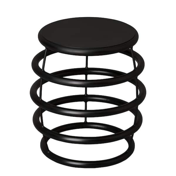 Emissary Rings 18.5 in. H Black Round Wrought Iron Accent Table