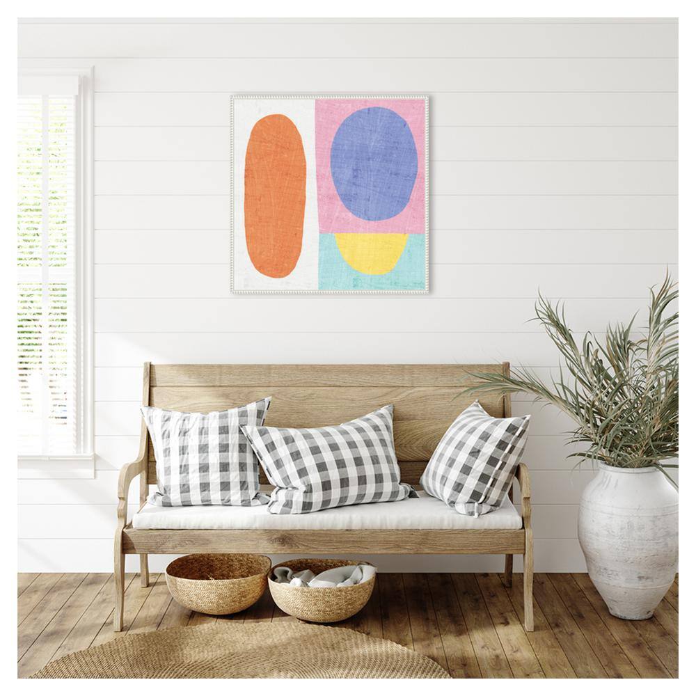 Pastel Abstract Geometric Canvas Art with White Frame