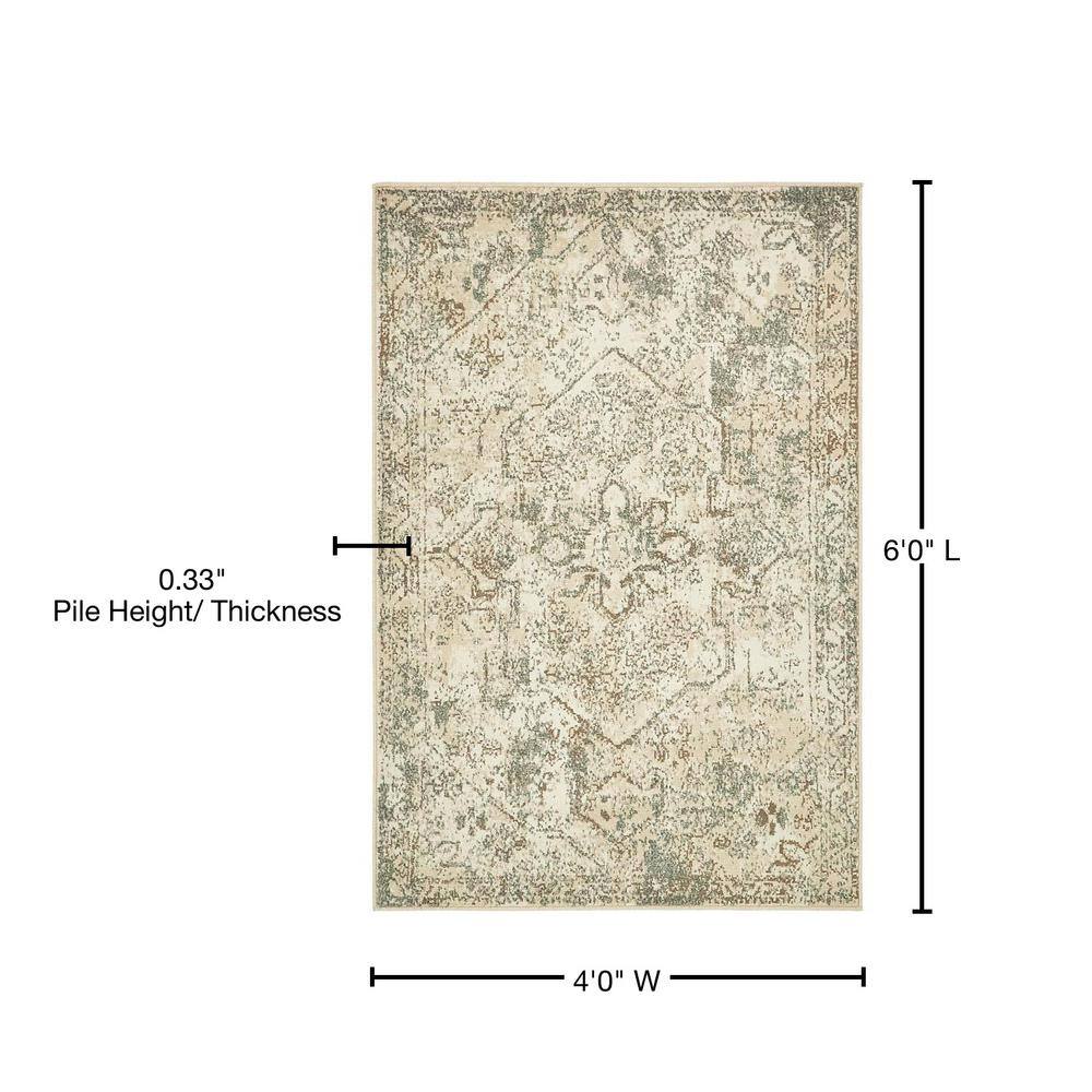 Geometric Gray Synthetic 4' x 6' Easy-Care Area Rug