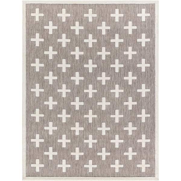 Livabliss San Diego Gray Geometric 7 ft. x 9 ft. Indoor/Outdoor Area Rug