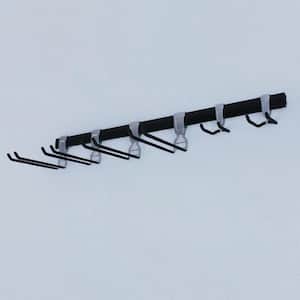 Wall Mounted Tool Storage Rail 2.5 in. H x 48 in. W x 12.5 in. D Steel Track Storage System in Black (Includes 6 hooks)
