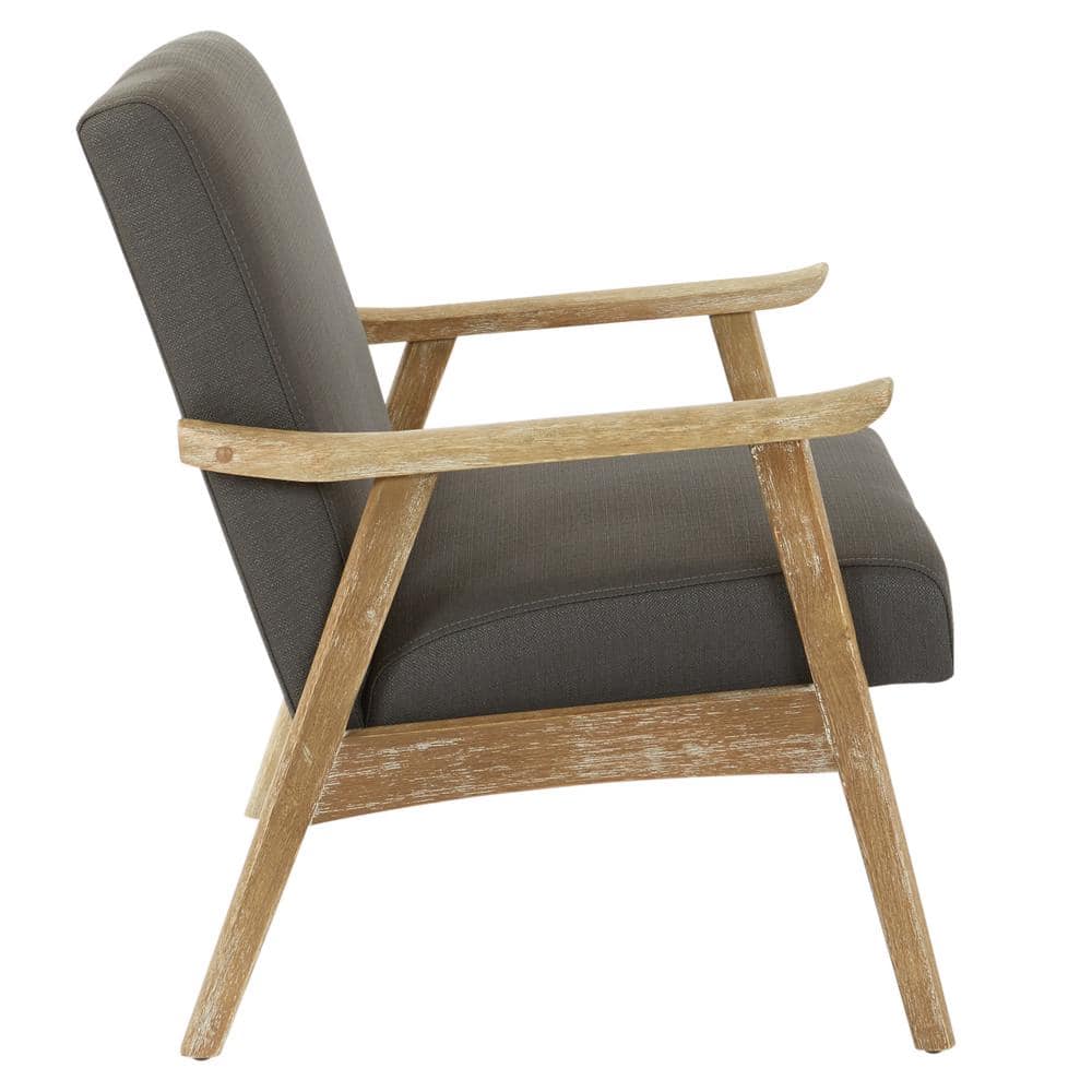 Gray Solid Wood Mid-Century Modern Armchair