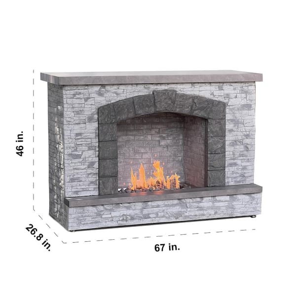 PROKAn 67 in. European Ledge Outdoor Propane Fireplace FPDV-LP-002