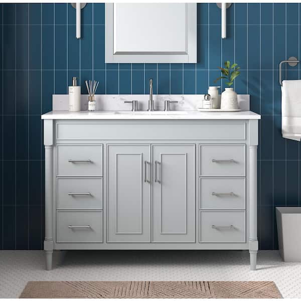 Avanity Bristol 49 in. Single Sink Light Gray Bath Vanity with Cala White Engineered Stone Top