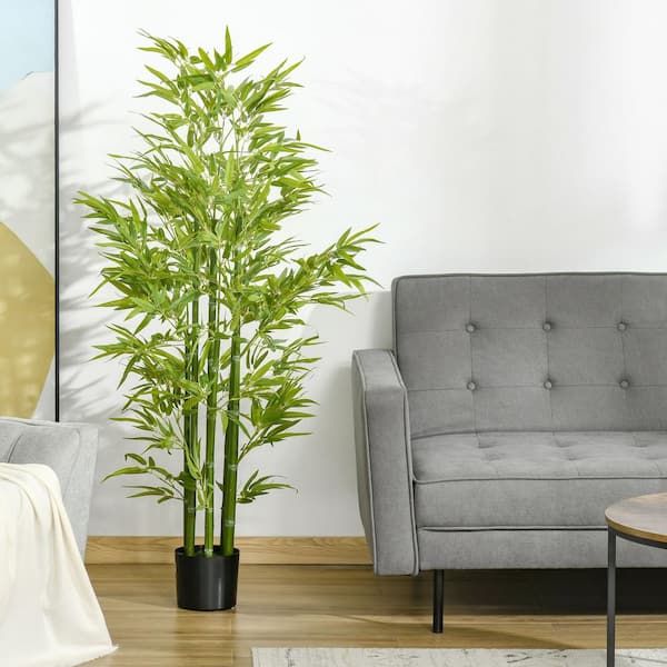 HOMCOM 5 ft. Artificial Green Bamboo Tree in Pot 830-447 - The ...