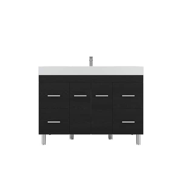 null Ripley 48 in. W x 19 in. D x 36 in. H Vanity in Black with Acrylic Vanity Top in White with White Basin