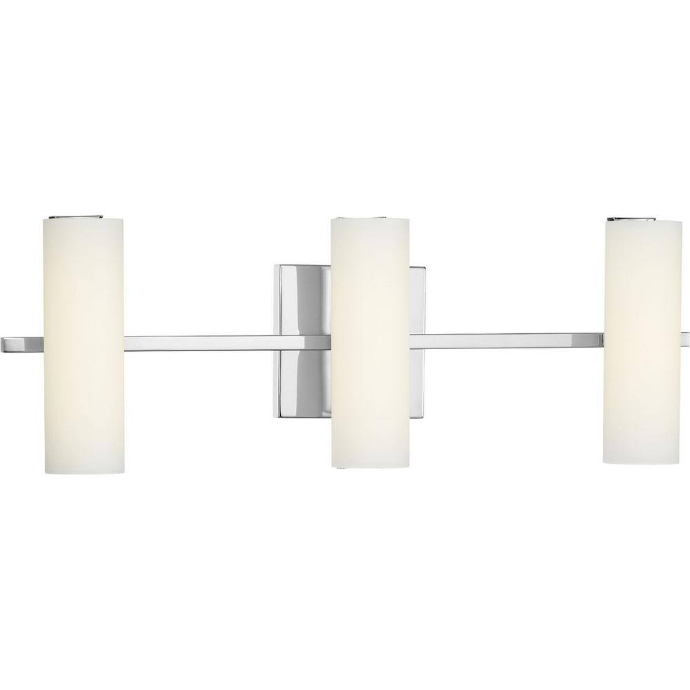 Polished Chrome 3-Light LED Bath Fixture with Etched Glass Shades