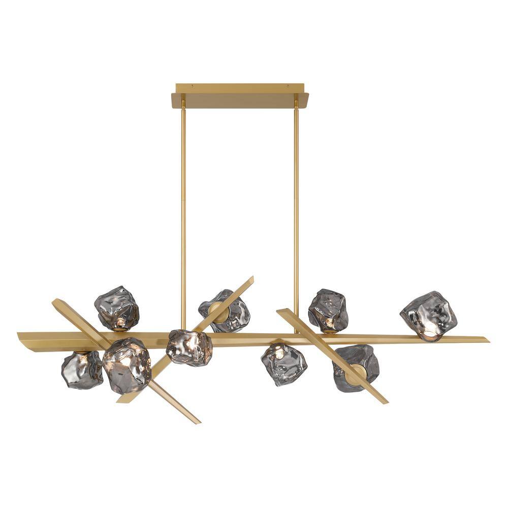 Thorah Gold 9-Light Chandelier with Charcoal Glass Shades