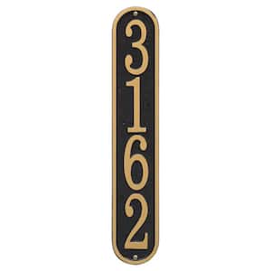 Fast and Easy Vertical House Number Plaque, Black/Gold