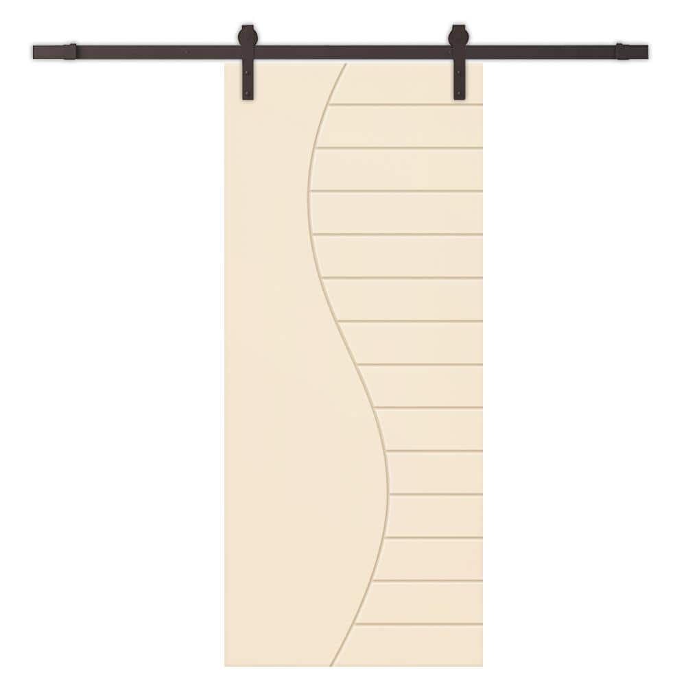 24 in. x 84 in. Beige Painted Composite MDF Paneled Interior Sliding Barn Door with Hardware Kit price history on PriceWatchPro