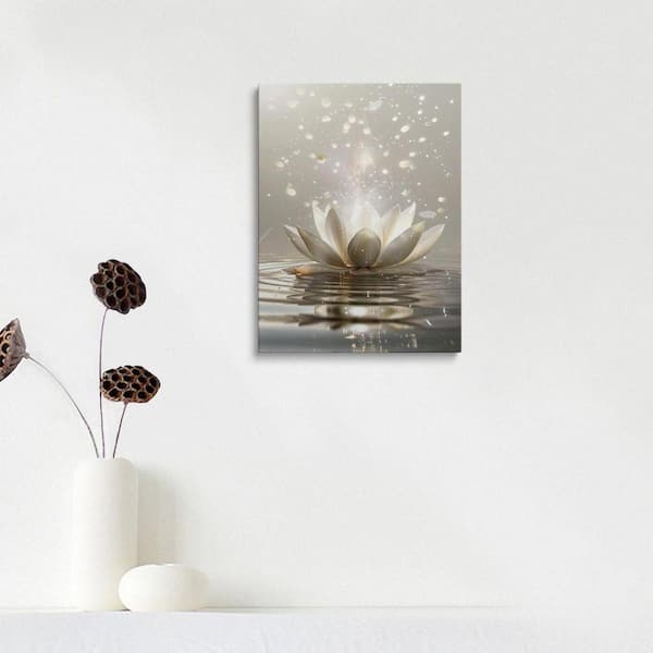 Meditation Lotus Floral Unframed Canvas Art Print 32 in. x 24 in