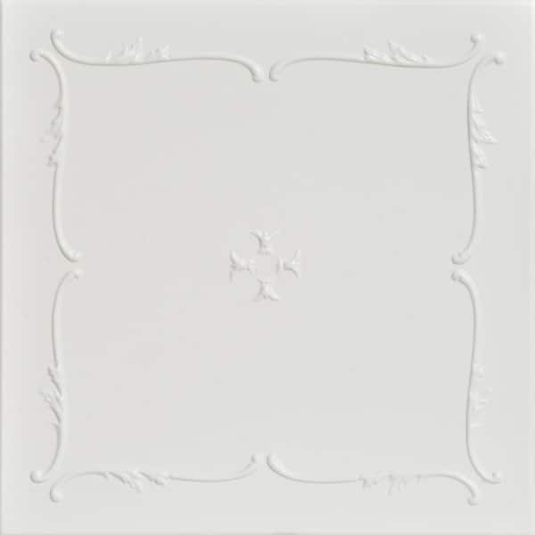 Spring Buds Dove White 1.6 ft. x 1.6 ft. Decorative Foam Glue Up Ceiling Tile (259.2 sq. ft. /Case)