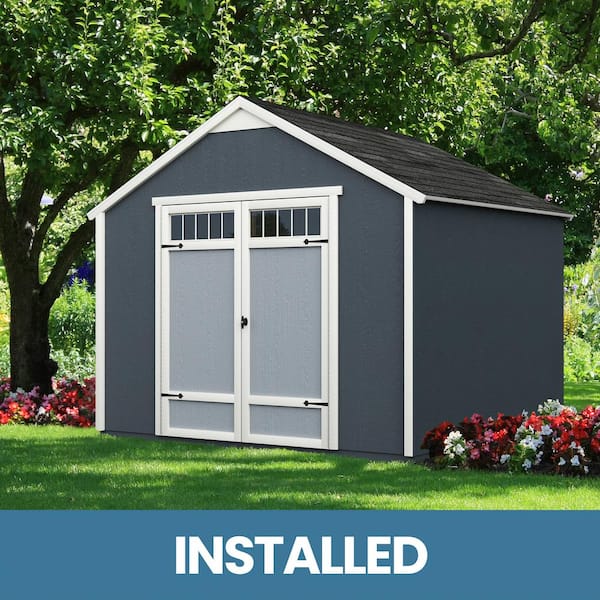 Handy Home Products Professionally Installed Kennesaw 10 ft. W x 8 ft. D Outdoor Wood Storage Shed -Driftwood Gray Shingles (80 sq. ft.)