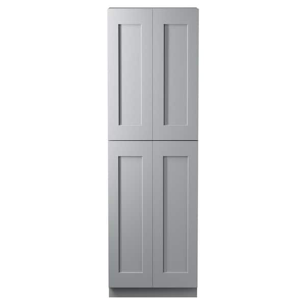 30 in. W x 24 in. D x 96 in. H Plywood Ready to Assemble Floor Base Kitchen Cabinet in Gray with 5 Shelves and 4 Doors