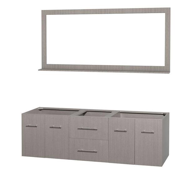Wyndham Collection Centra 71 in. Double Vanity Cabinet with Mirror in Gray Oak