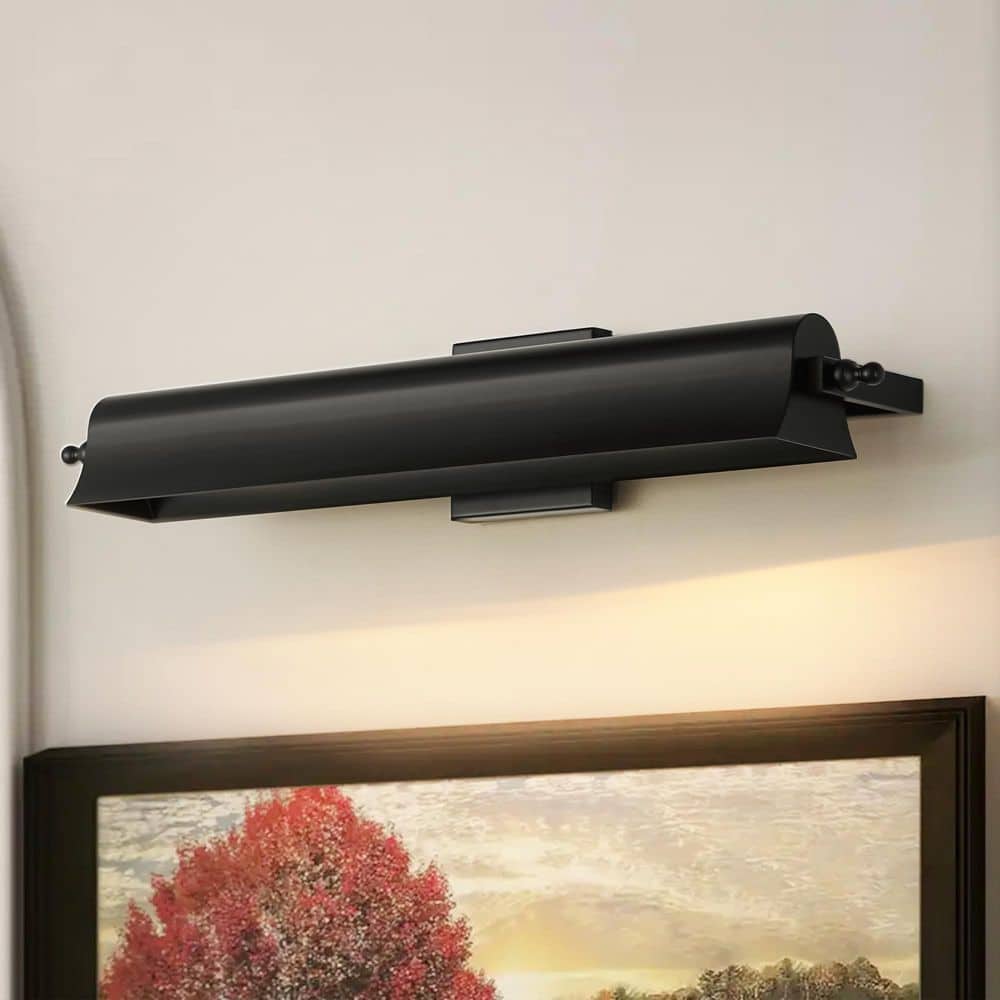 Luvia 24 in. 2-Light Matte Black Industrial Rotatable Wall Sconce, Picture Light